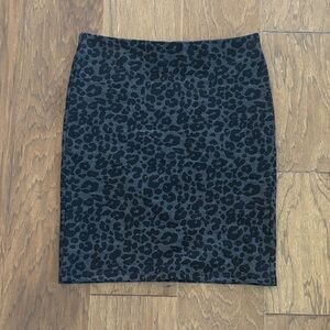 Loft Leopard Print Black Stretchy Skirt. SP